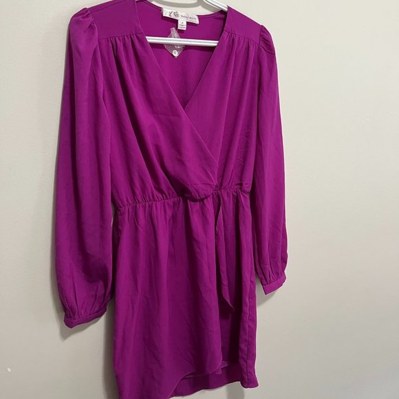 Honey Belle Faux Wrap Hot Pink Elastic Waistband Dress Size S - Picture 2 of 11